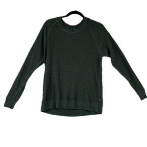 Aritzia TNA Forest Green Waffle Knit Long-Sleeved Shirt